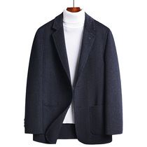 Autumn and winter simple double-sided wool suit men slim plaid handwork small suit without cashmere suit coat men