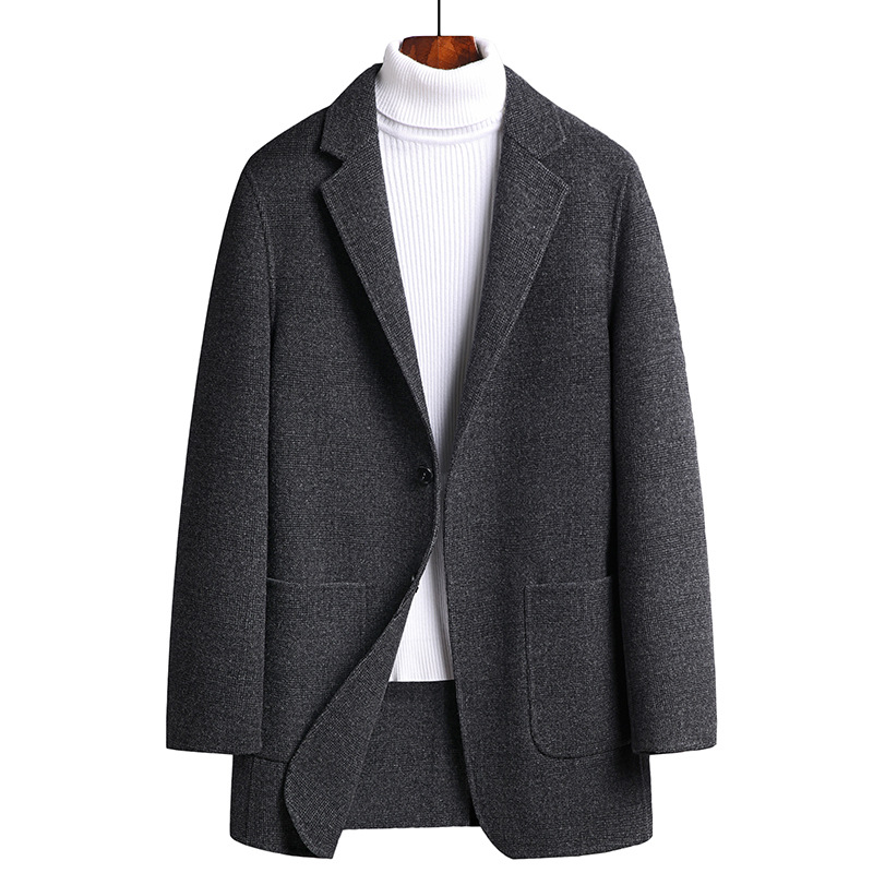 Exquisite simple double-sided wool suit handmade men slim plaid small suit without cashmere suit coat men
