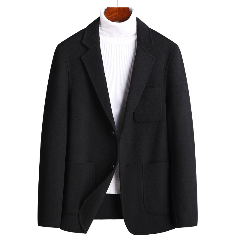High-quality all-wool double-sided suit men's hand-made double-sided suit carved pure wool nee suit coat
