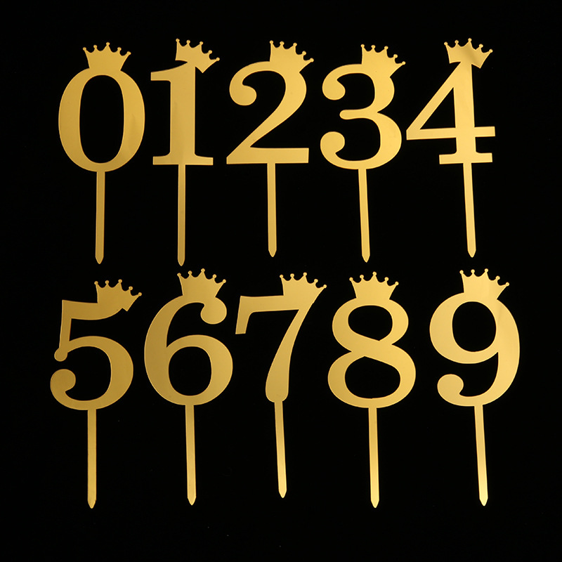 Acrylic cake insert crown mirror large insert plate birthday gold digital insert decorative craft