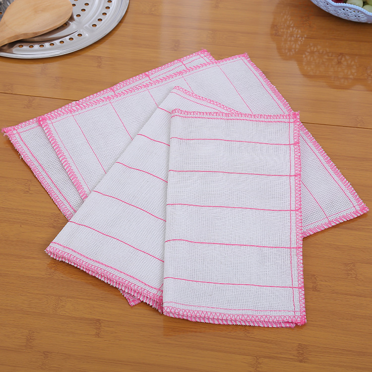 Non-stick oil-wood fiber four-layer red-edge dishcloth and rag Specification image