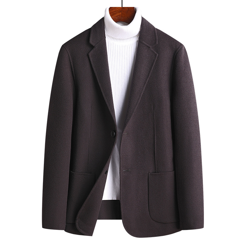 Fine new handmade double-sided suit wool suit cashmere small suit men's men's jacket