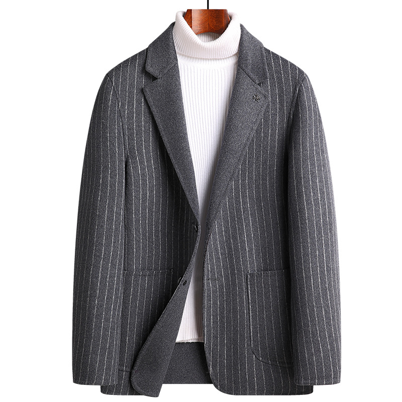 Boutique new double-sided suit men long wool small suit handmade double-sided wool coat men