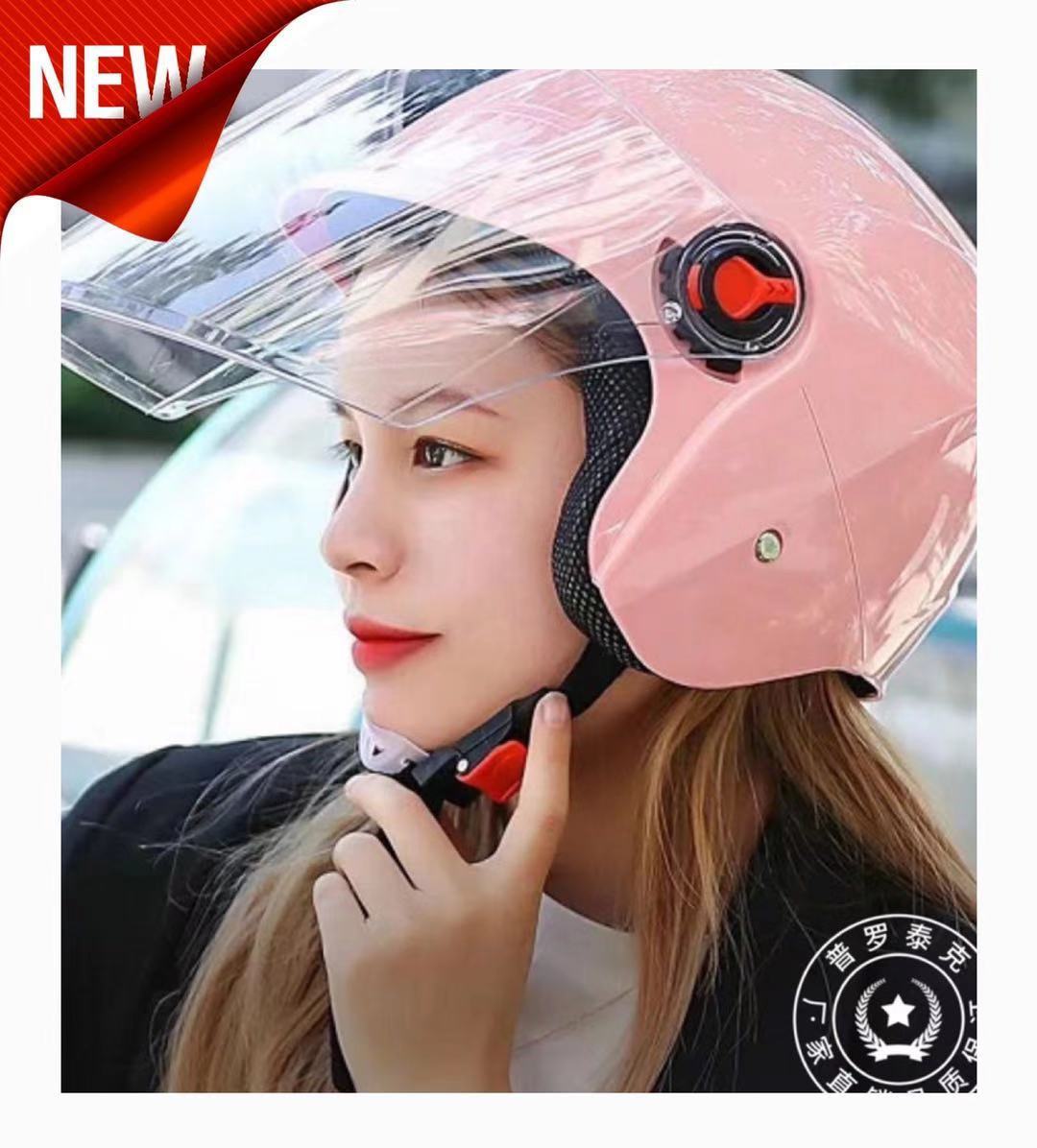 Factory wholesale electric bike helmets, motorcycle helmets, warm half helmets for spring, autumn and winter, anti-fog face masks, sponge linings details Picture