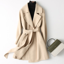 A wholesale women's 2021 new double-sided cashmere coat women's medium long high-end small wool coat women