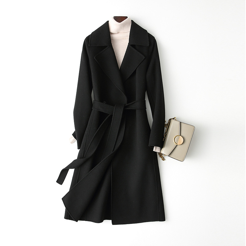 Double-sided cashmere coat women's mid - long 2021 New Korean fashion slim slim woolen coat women