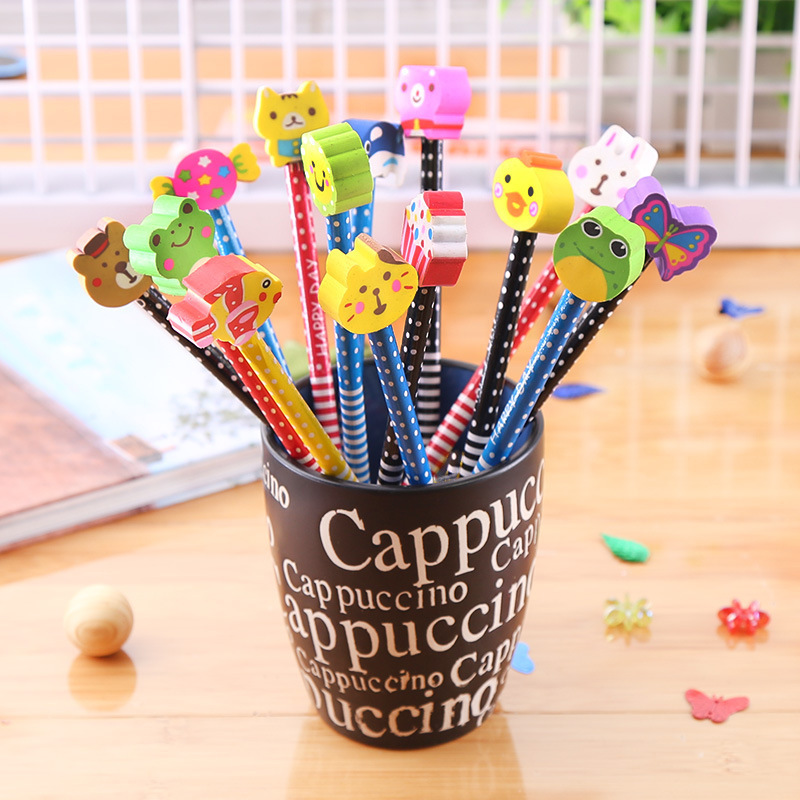 Special creative children's pencils with cartoon eraser tips, student pencils, stationery and school supplies manufacturer wholesale Specification image