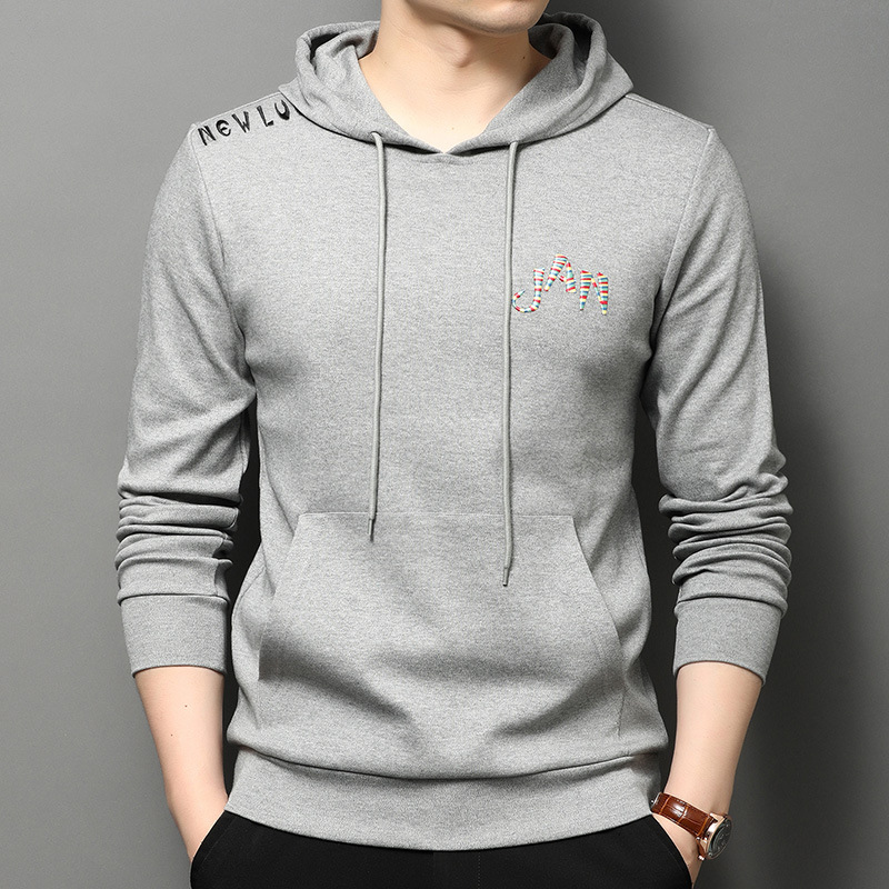 Modale mulberry silk long sleeve T-shirt hoodie men's hoodie fashion casual sport coat coat men's spring and autumn
