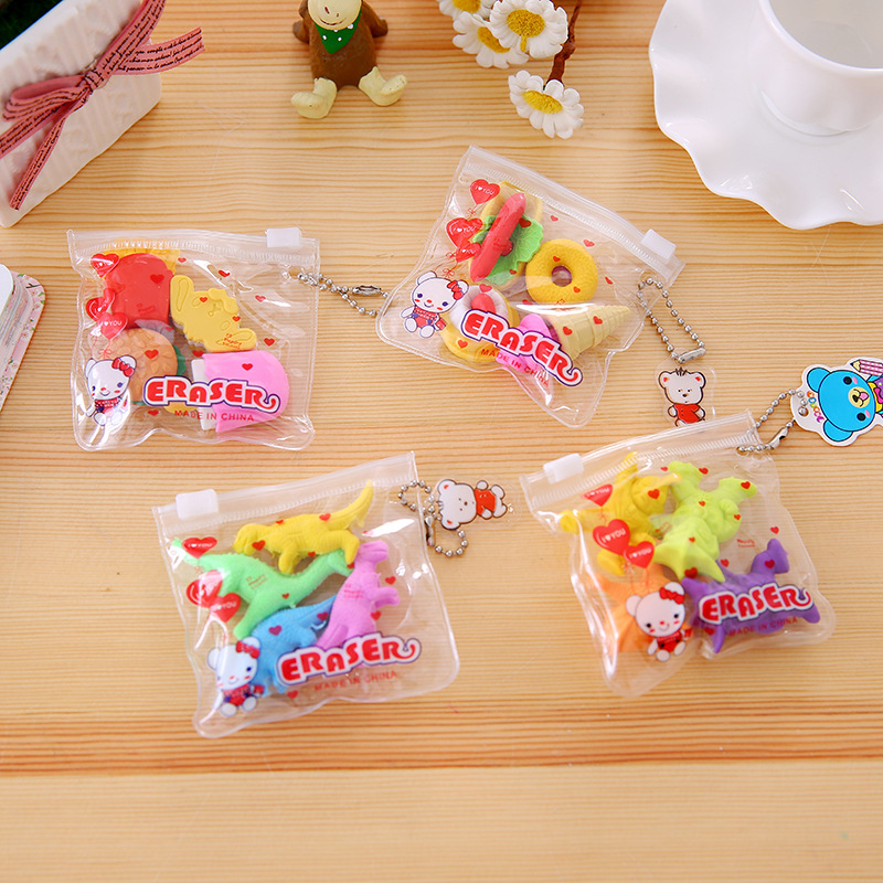 Zipper bag animal fruit cake, Christmas eraser, student prize, student eraser wholesale details Picture
