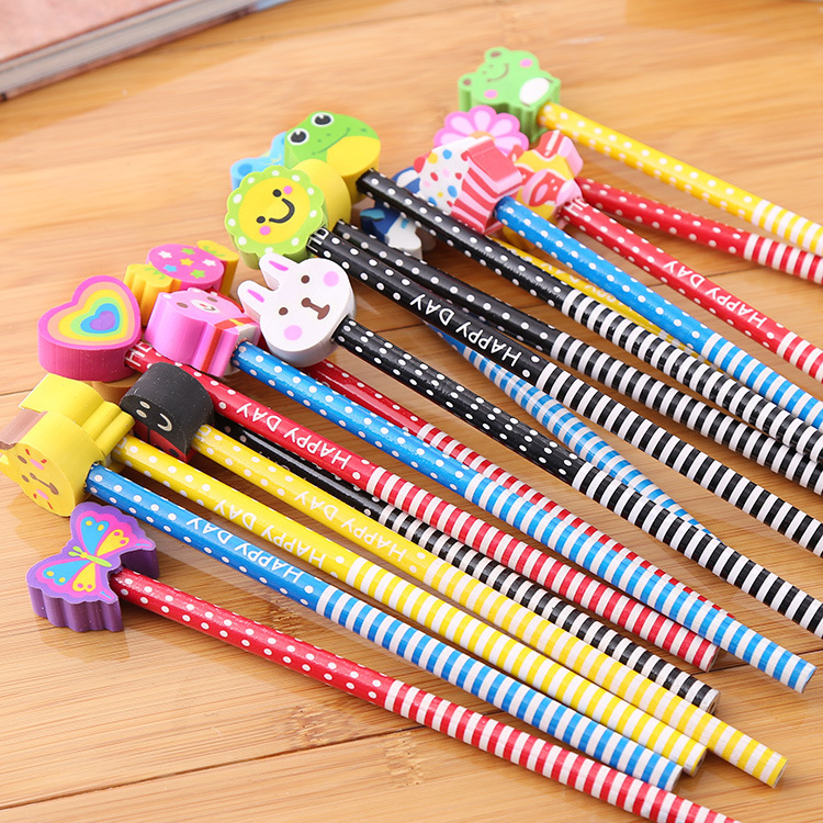 Special creative children's pencils with cartoon eraser tips, student pencils, stationery and school supplies manufacturer wholesale details Picture