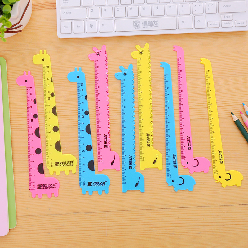 Special children's student cartoon animal giraffe plastic ruler 15cm student ruler manufacturer wholesale