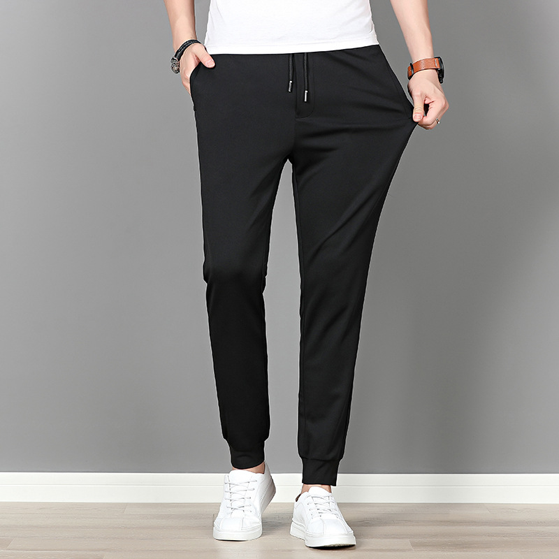 New sports casual pants men fall slim small foot pants Korean trend pure color bunched foot pants students nine minutes pants