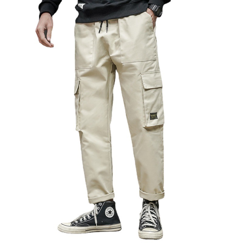 Spring 2021 new large-sized workwear pants, men's straight-leg pants with three-dimensional pocket stickers, stylish men's workwear pants Item Picture