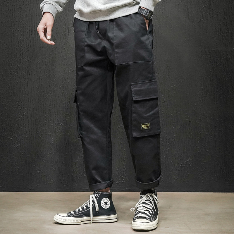 Spring 2021 new large-sized workwear pants, men's straight-leg pants with three-dimensional pocket stickers, stylish men's workwear pants details Picture