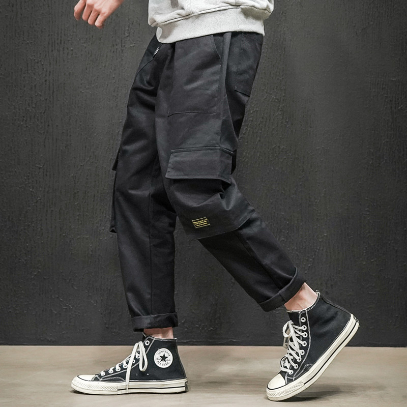 Spring 2021 new large-sized workwear pants, men's straight-leg pants with three-dimensional pocket stickers, stylish men's workwear pants