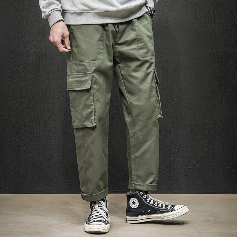 Spring 2021 new large-sized workwear pants, men's straight-leg pants with three-dimensional pocket stickers, stylish men's workwear pants Specification image