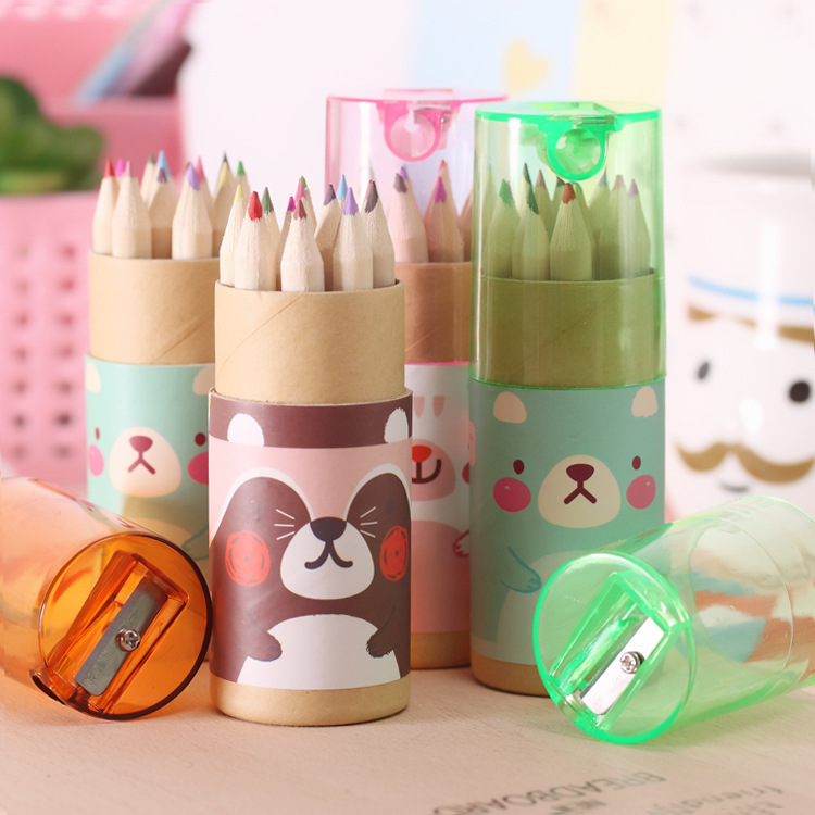 Creative cartoon bear constellation boys and girls 12-color bucket pencil sharpeners stationery and school supplies wholesale