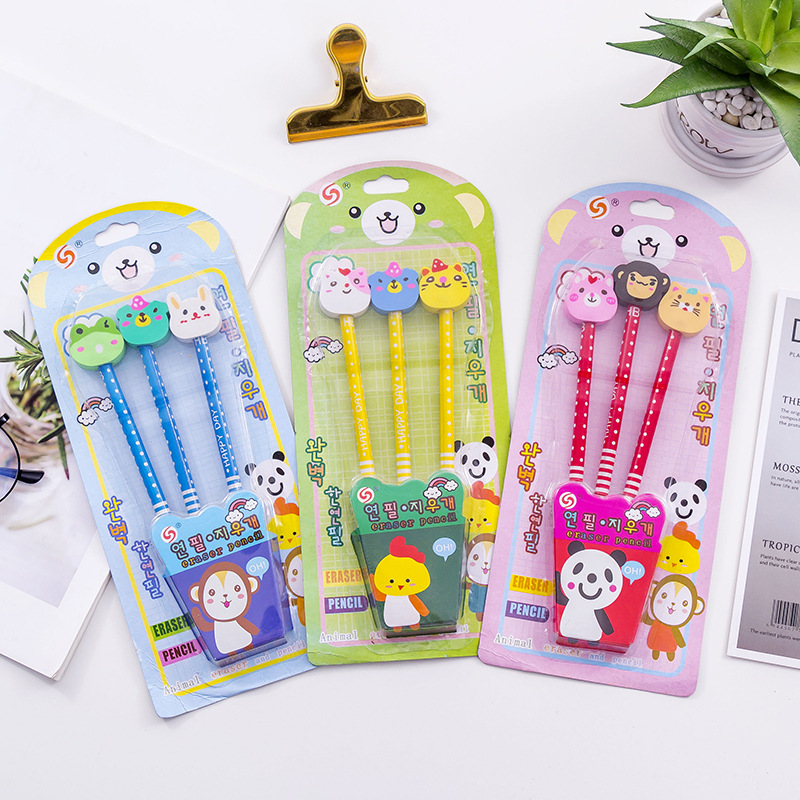 2102 Cartoon Animal Head Pencil Set for Children, kindergarten Christmas gifts, gift stationery manufacturer wholesale