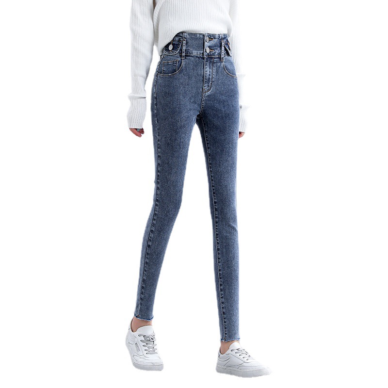 High-waisted slim-fitting jeans for women, stretchy 9-inch pants for women, new style of tight-fitting pants for women, making them look slimmer and taller Item Picture
