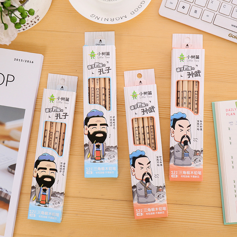 Little Tree Seedling, Laozi, Confucius, classic Chinese learning pencils, children's and students' pencils, stationery wholesale manufacturer, learning supplies