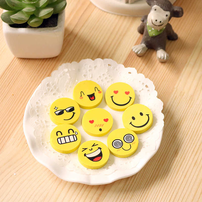 Children and primary school students' cartoon smiling face expression creative erasers, student erasers, stationery manufacturer wholesale Specification image