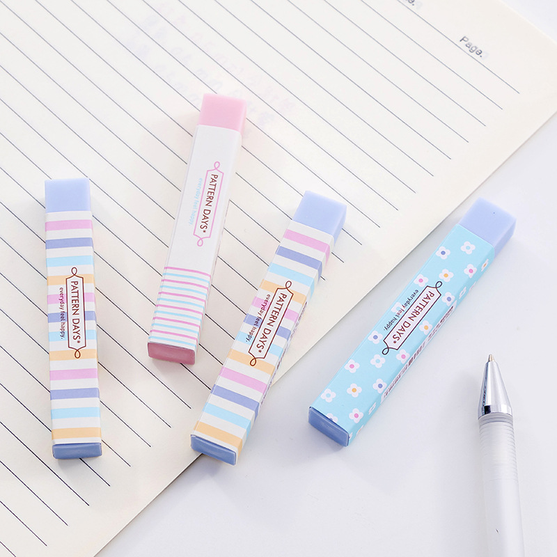 I love candy-colored, fresh and small floral long erasers. They are super clean and have few ruff. Wholesale erasers for students and custom-made erasers details Picture