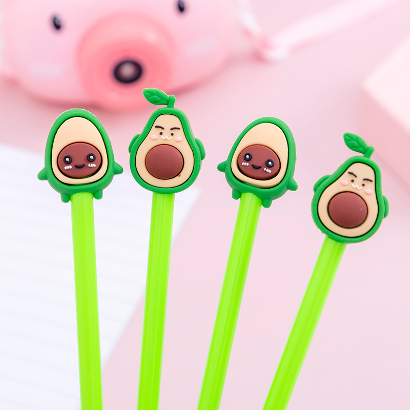 Student creative cartoon expression avocado gel pen, black 0.5mm, student stationery gel pen wholesale and customization