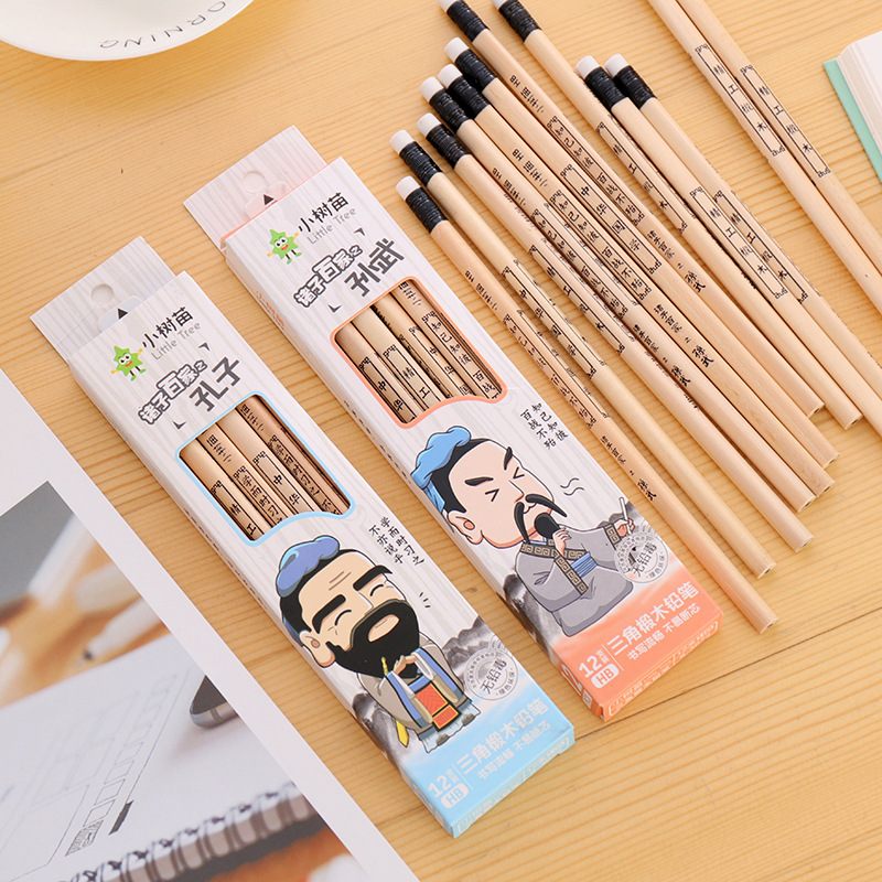 Little Tree Seedling, Laozi, Confucius, classic Chinese learning pencils, children's and students' pencils, stationery wholesale manufacturer, learning supplies details Picture
