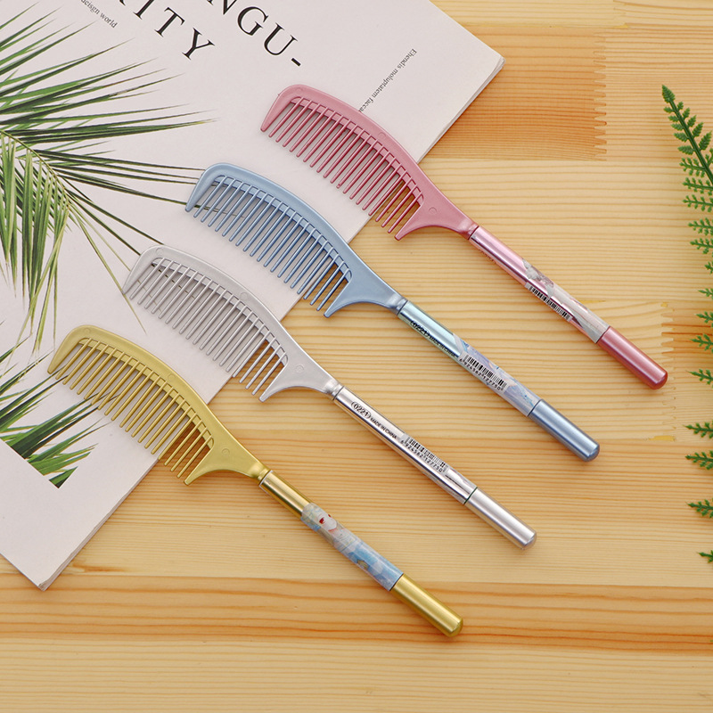 Wholesale of creative cartoon comb-shaped gel pens, black gel pens, signature pens, student gel pens, stationery and school supplies