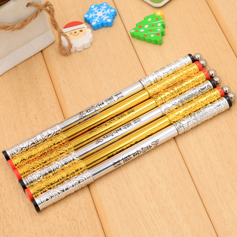 Retractable golden hoop rod magnetic pressure-reducing gel pen with 12 steel balls, black 0.38 magnetic pressure-reducing gel pen wholesale