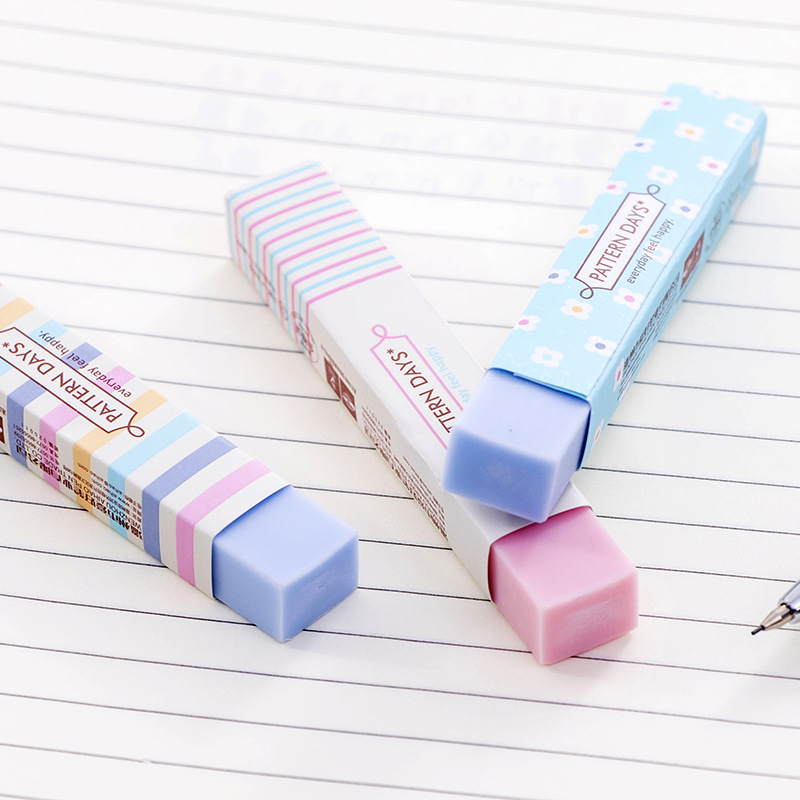 I love candy-colored, fresh and small floral long erasers. They are super clean and have few ruff. Wholesale erasers for students and custom-made erasers Item Picture