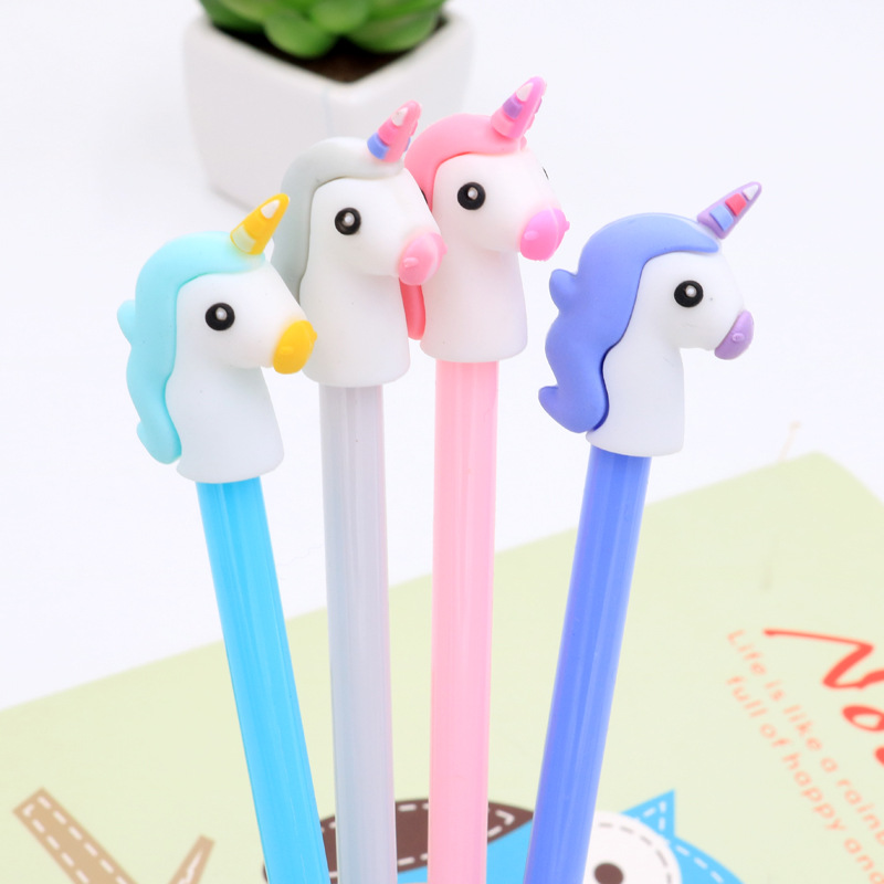 Creative Unicorn, cute Little horse, cartoon gel pen, 0.5mm student gel pen, black gel pen wholesale manufacturer