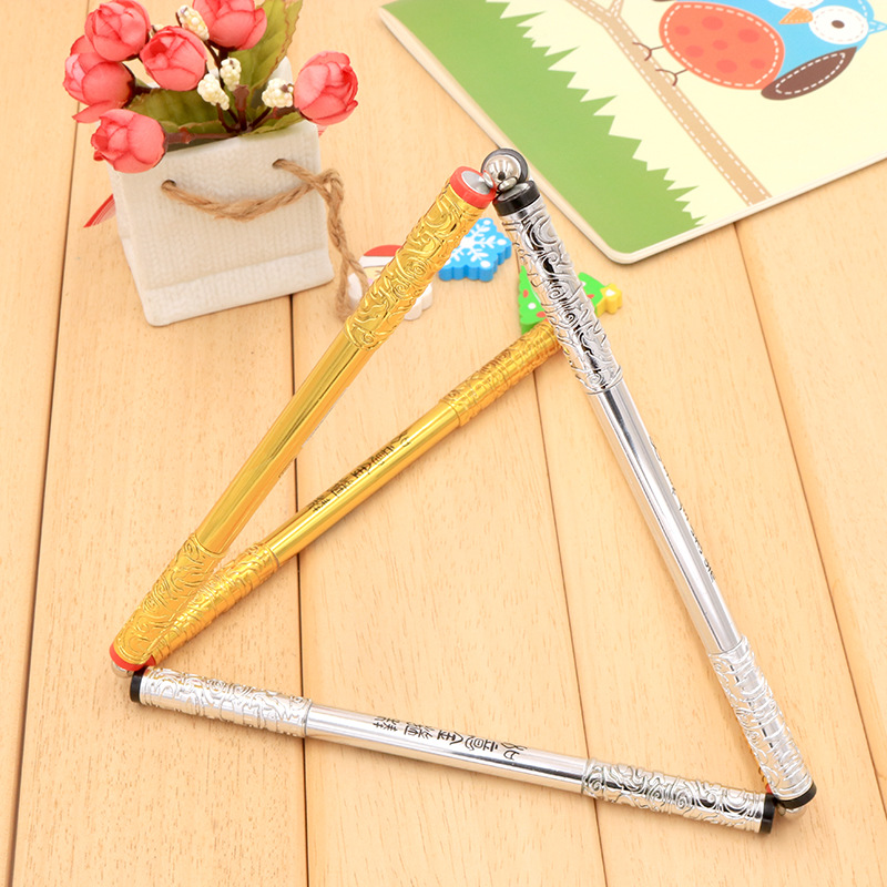 Retractable golden hoop rod magnetic pressure-reducing gel pen with 12 steel balls, black 0.38 magnetic pressure-reducing gel pen wholesale Specification image