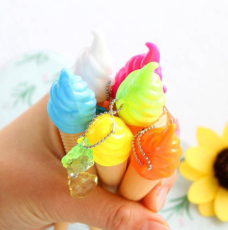 Creative pendants, ice cream-shaped gel pens, colored pen refills, student gel pens, stationery, and school supplies wholesale Specification image