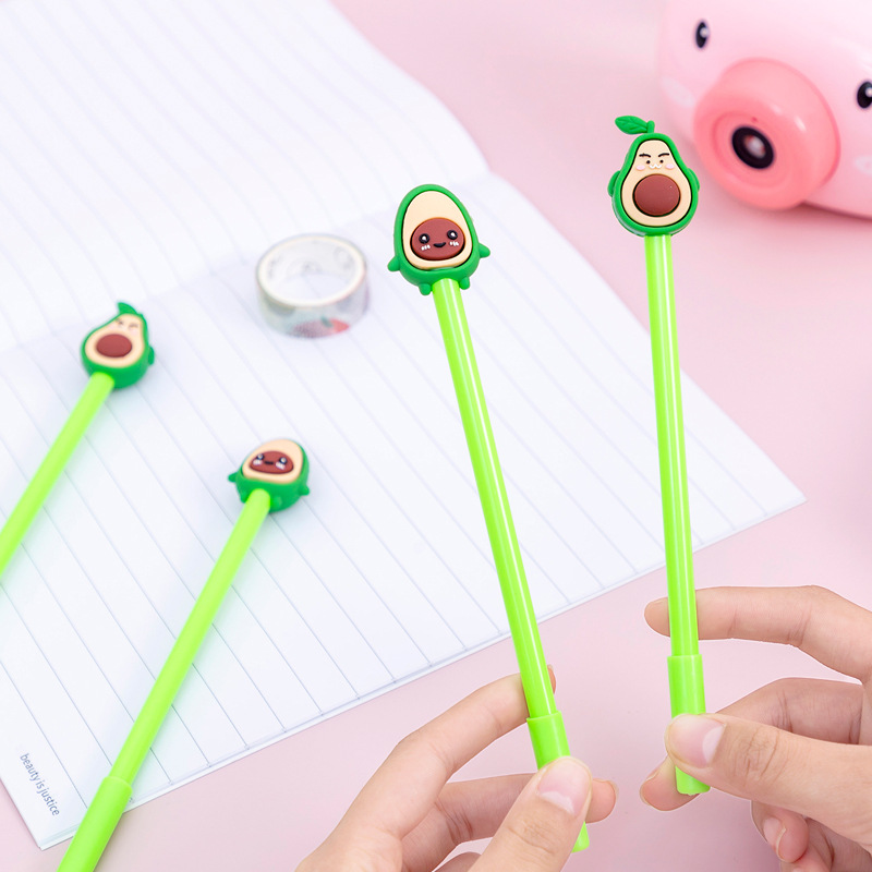 Student creative cartoon expression avocado gel pen, black 0.5mm, student stationery gel pen wholesale and customization Application Scenario