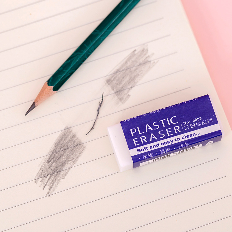 3081 3083 Ultra-clean and soft 2B pure white erasers for office use, student erasers, stationery and prizes wholesale Application Scenario
