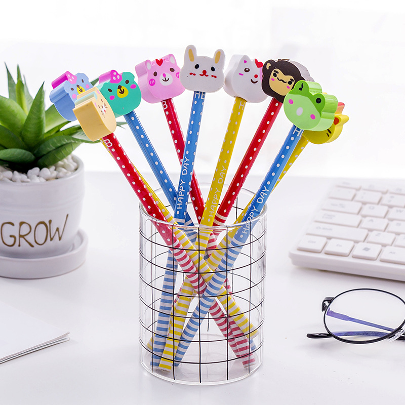 2102 Cartoon Animal Head Pencil Set for Children, kindergarten Christmas gifts, gift stationery manufacturer wholesale details Picture
