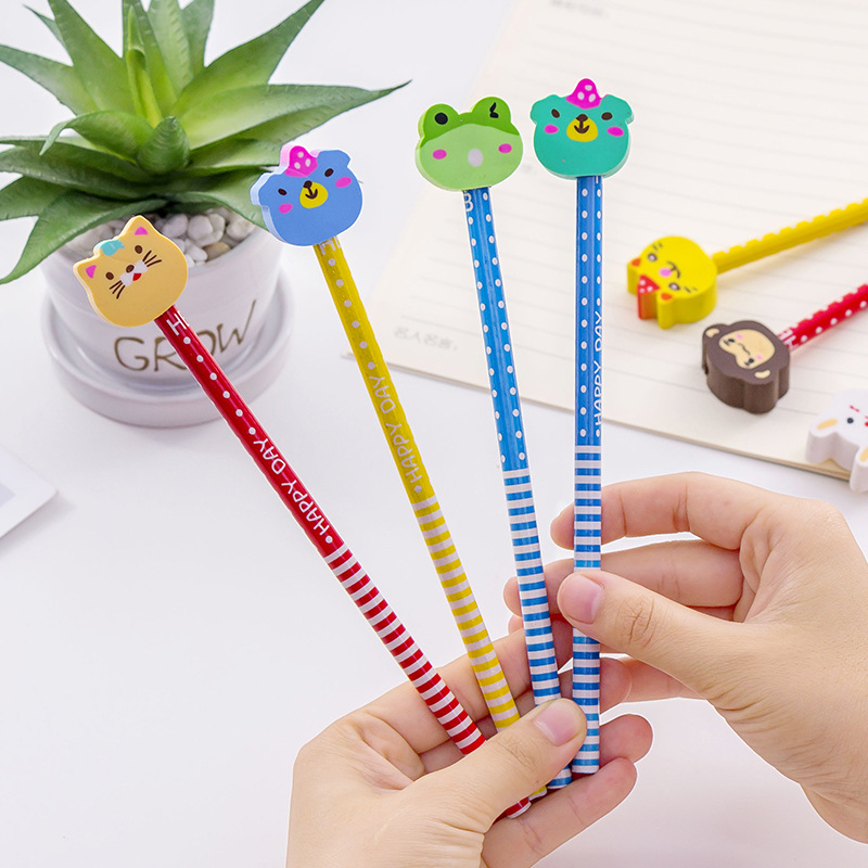 2102 Cartoon Animal Head Pencil Set for Children, kindergarten Christmas gifts, gift stationery manufacturer wholesale Application Scenario