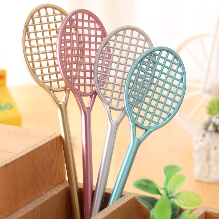 Creative simulation tennis racket, metallic color gel pen, black 0.5mm, student gel pen wholesale, student stationery manufacturer details Picture