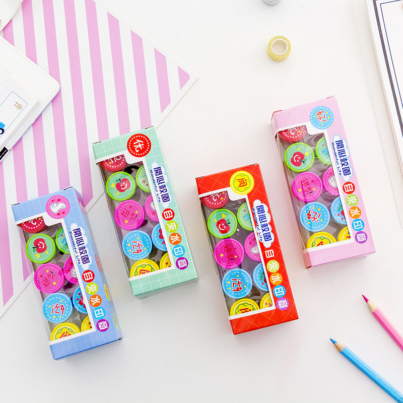 Little Red Flower style teaching aid seal student comment seal set Teacher Assistant homework comment seal set