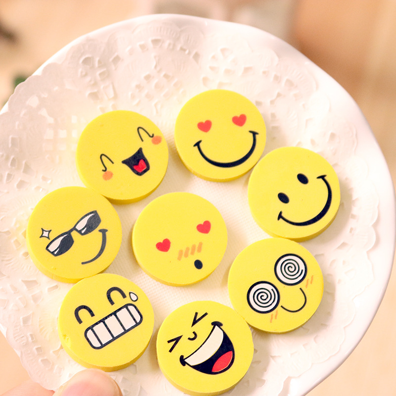 Children and primary school students' cartoon smiling face expression creative erasers, student erasers, stationery manufacturer wholesale