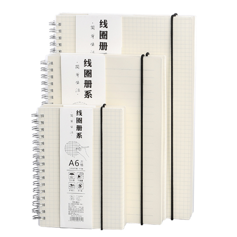 Transparent PP binding coil notebook, creative and simple side-flip grid horizontal line notebook, notepad, student stationery wholesale Item Picture