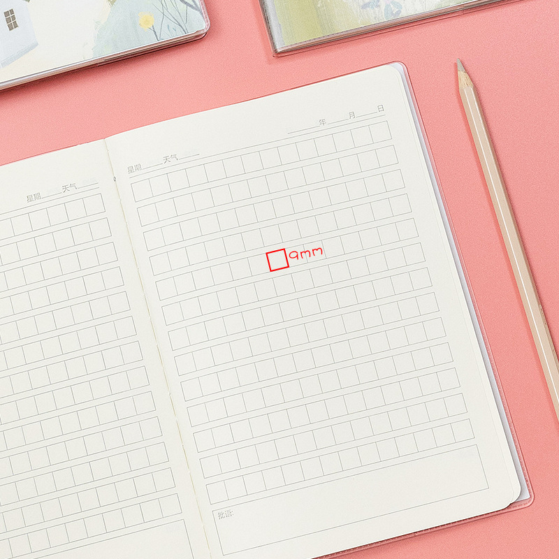 A5 rubber-covered diary, cute Korean version of primary school students' square grid composition notebook wholesale Application Scenario
