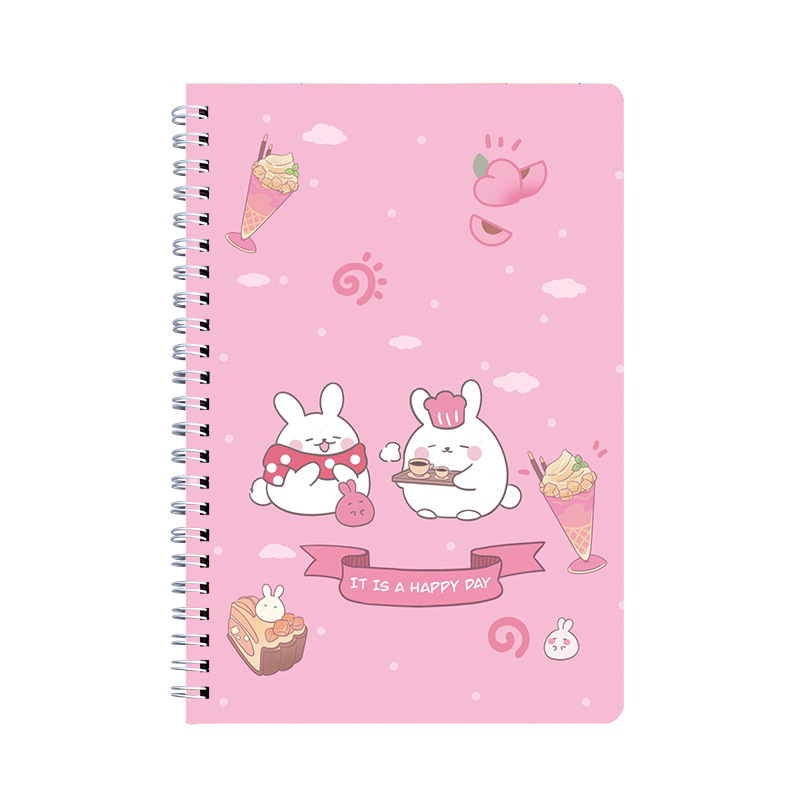 Cute cartoon a5 coil notebook, Korean version side-flipping spiral notebook, creative student diary, custom notepad Item Picture