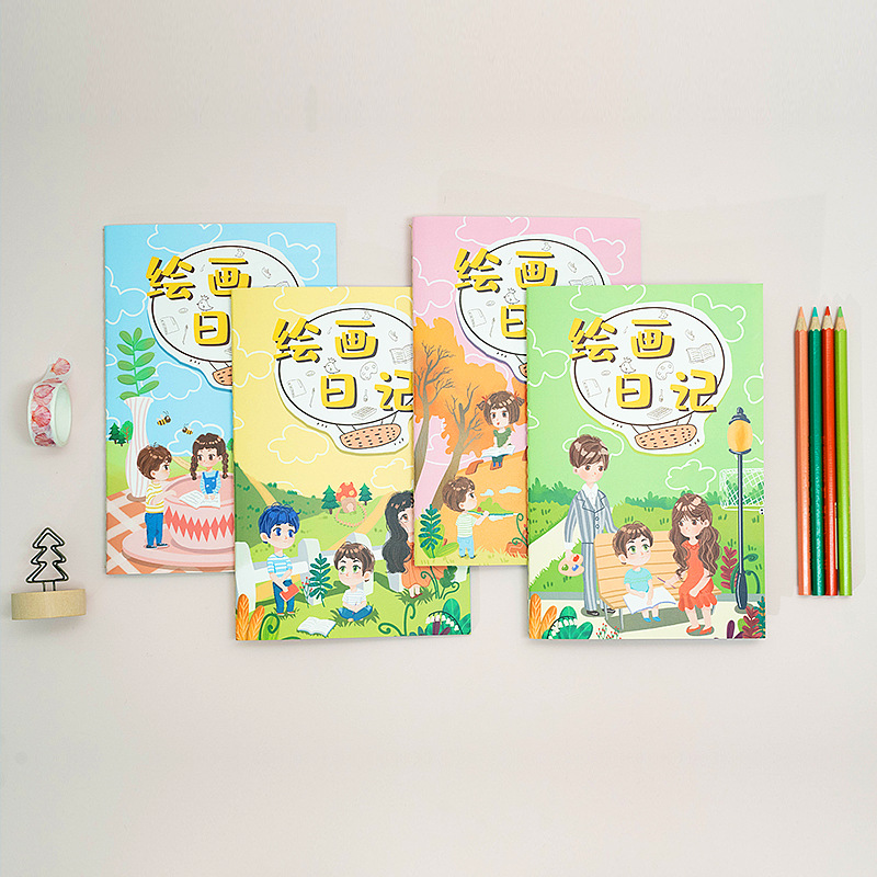 A5 Cute Cartoon Drawing Diary, primary school students' drawing and writing storybook, square grid practice exercise book, stationery wholesale Application Scenario