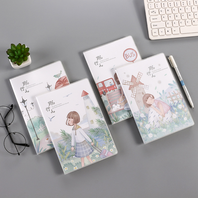 A Korean student a5 plastic-covered notebook with a fresh, simple and artistic style, a creative soft-sided copy practice book and diary Application Scenario