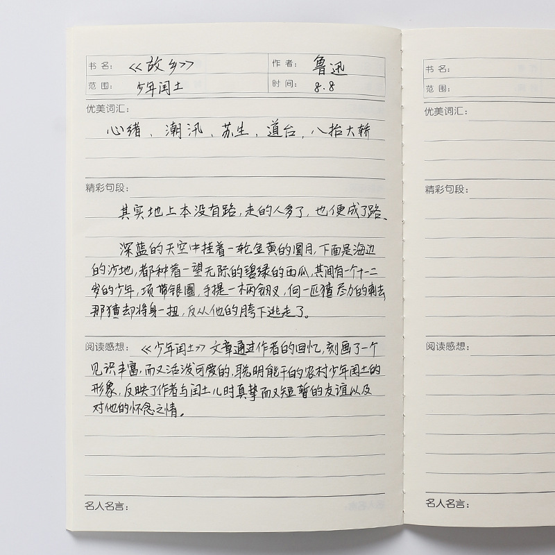 "Xiaoqingxin A5 Student Reading Notes and Excerpts Book 32K Primary School Students' Extracurricular Reading Record and Excerpt Book. Application Scenario