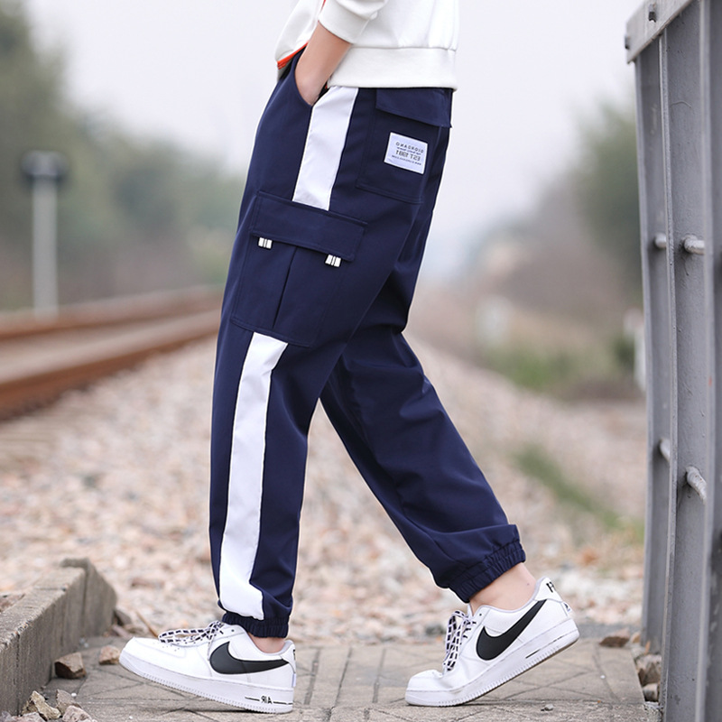 Men's Spring and Autumn Korean-style trendy casual pants, loose Korean-style sporty men's pants, trendy brand tight-fitting workwear pants Specification image