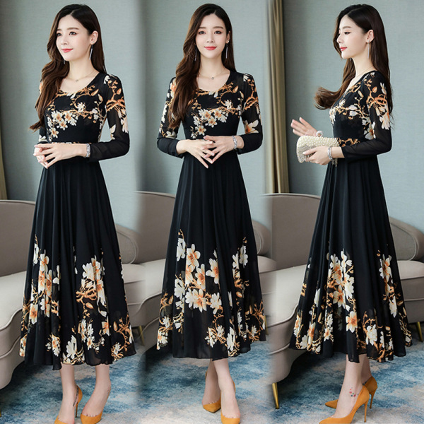 The new Korean-style women's clothing in 2020 is in vogue with a spring vibe. It features long-sleeved, plus-size dresses and mid-length floral prints Specification image