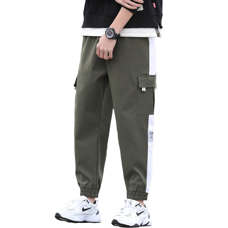 Men's Spring and Autumn Korean-style trendy casual pants, loose Korean-style sporty men's pants, trendy brand tight-fitting workwear pants Item Picture